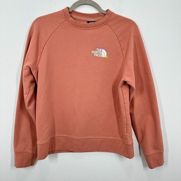 The North Face Women's Size Medium Pink Crewneck Graphic Print Sweatshirt Hiking - Picture 1 of 7
